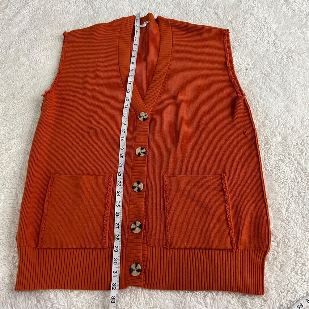 Free People Womens Orange Oversized Sweater Vest Sz M Boho Indie Tomato Granola - Picture 3 of 6